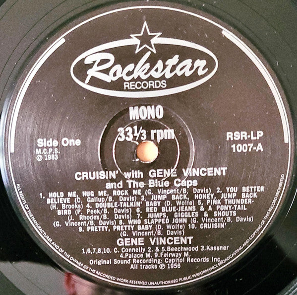 Gene Vincent & The Blue Caps – Cruisin’ with Gene Vincent (1983, UK Vinyl LP) — Rockstar Records RSR‑LP 1007 Mint