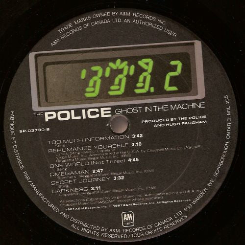 Police  Ghost in the Machine -1981- Alternative Rock (vinyl)
