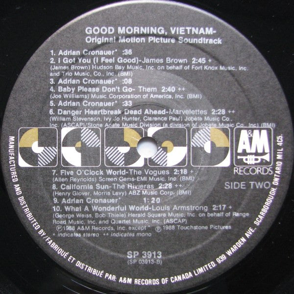 Good Morning, Vietnam – Original Motion Picture Soundtrack – 1988 – Rock / Soul / Soundtrack / Canadian