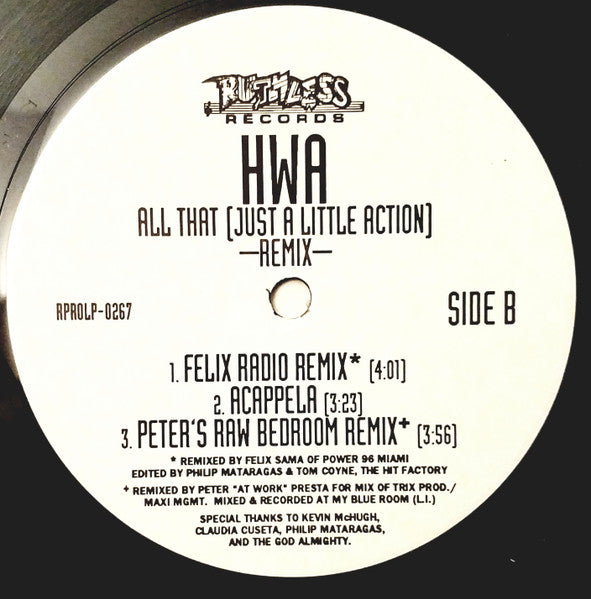 H.W.A. All That (Juzt A Little Action) (Remix) 1994-Hip Hop Gangsta (Vinyl, 12", Promo)