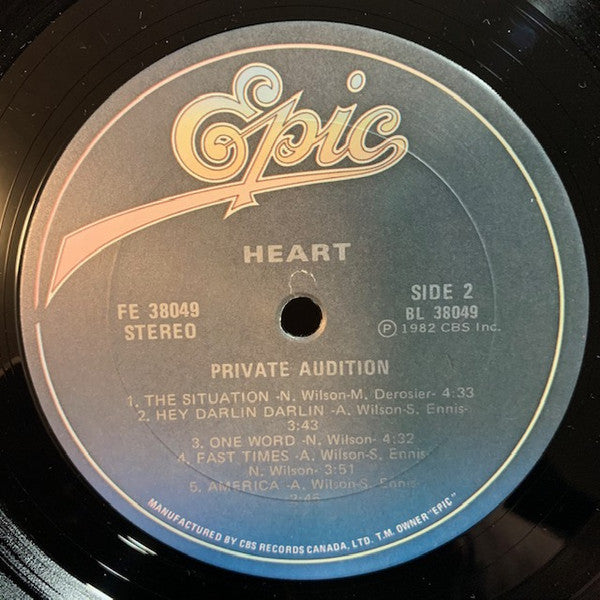 Heart – Private Audition  1982 Genre: Rock Style: Hard Rock (Vinyl) NMint