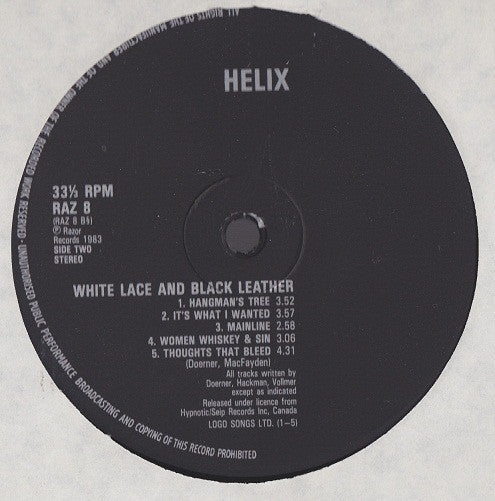 Helix – White Lace & Black Leather ( lp ) 1981 Hard Rock ( Vinyl)