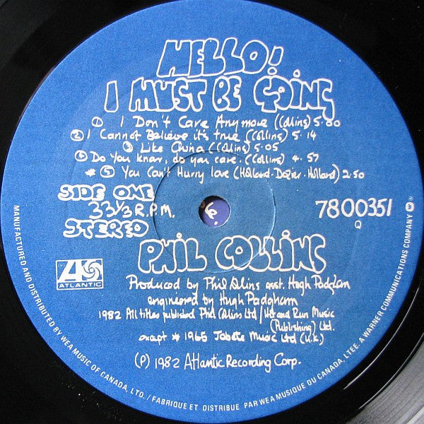 Phil Collins – Hello, I Must Be Going! – 1982 – Pop Rock / Soft Rock (Vinyl)