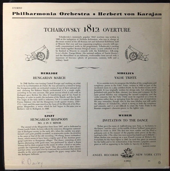 Herbert von Karajan, Philharmonia Orchestra – Overture 1812 -1979-Classical Style: Romantic (Vinyl) Mint