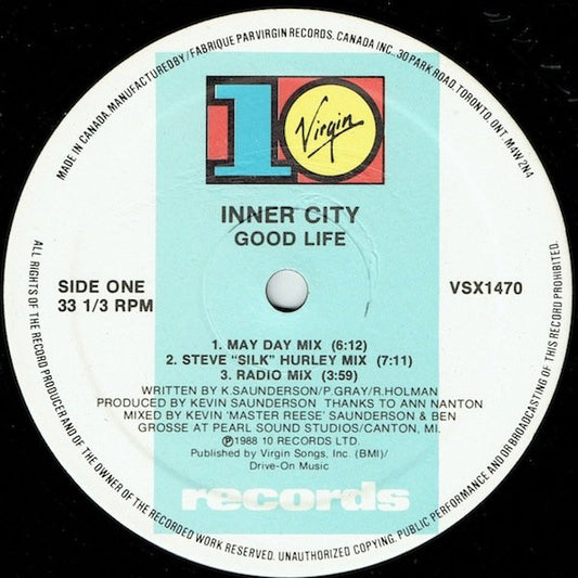 Inner City – Good Life -1988=Electronic ,House, Techno (Vinyl, 12", 33 ⅓ RPM)