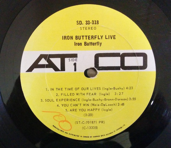 Iron Butterfly - Live -1970- Psychedelic Rock, Experimental (vinyl) Near Mint Awesome