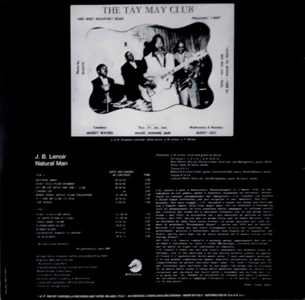 J.B. Lenoir – Natural Man - 1981-Blues Style:Chicago Blues, Electric Blues (Italian Import Vinyl)