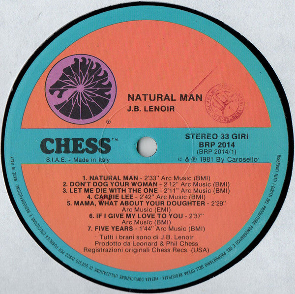 J.B. Lenoir – Natural Man - 1981-Blues Style:Chicago Blues, Electric Blues (Italian Import Vinyl)