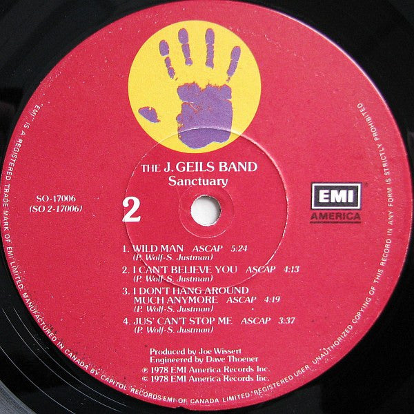 J. Geils Band ‎– Sanctuary - 1978-  Rock, Blues -(vinyl) Near Mint