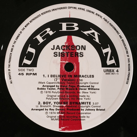 Jackson Sisters – I Believe in Miracles / Why Can't We Be More Than Just Friends / Boy, You're Dynamite – 1983 – Soul / Funk / Rare Groove (vinyl)