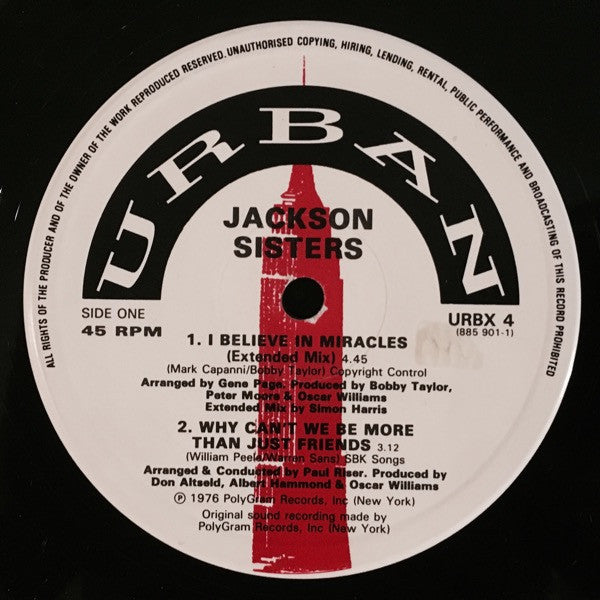 Jackson Sisters – I Believe in Miracles / Why Can't We Be More Than Just Friends / Boy, You're Dynamite – 1983 – Soul / Funk / Rare Groove (vinyl)
