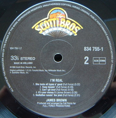 James Brown With Full Force – I'm Real! 1988 Funk / Soul Style: Funk, Soul, New Jack Swing (Vinyl)
