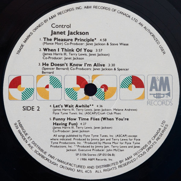 Janet Jackson ‎– Control - 1986 - Soul, Pop , Funk (Vinyl) near mint