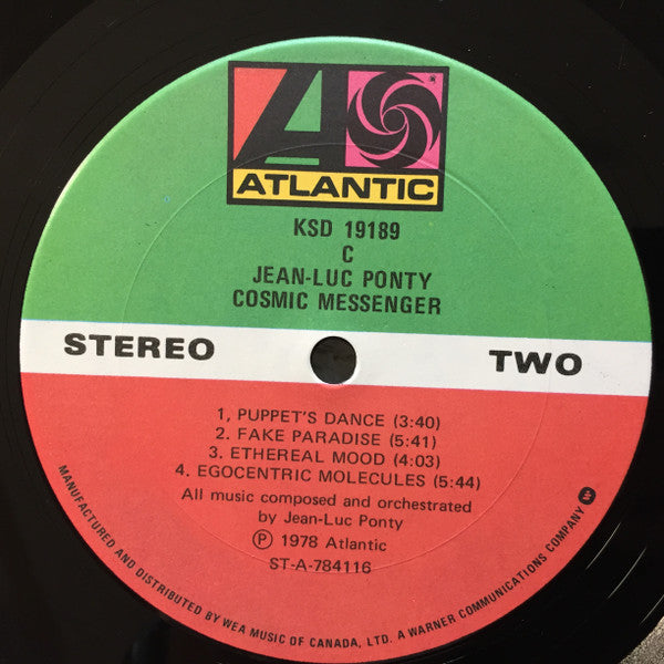 Jean-Luc Ponty ‎– Cosmic Messenger - 1978- Jazz Rock (vinyl)