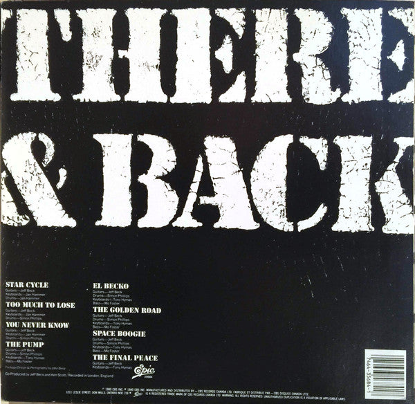 Jeff Beck ‎– There And Back - 1980 - Classic Rock (vinyl)