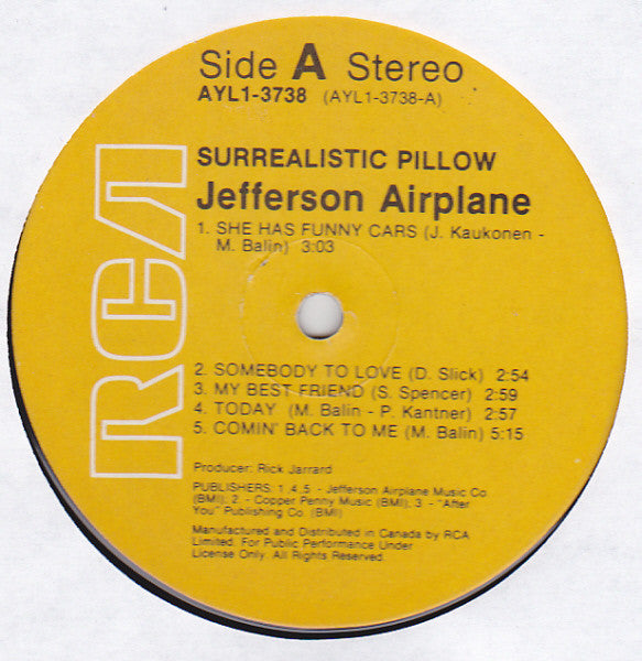 Jefferson Airplane – Surrealistic Pillow - 1980-Folk Rock, Psychedelic Rock (Vinyl) NM