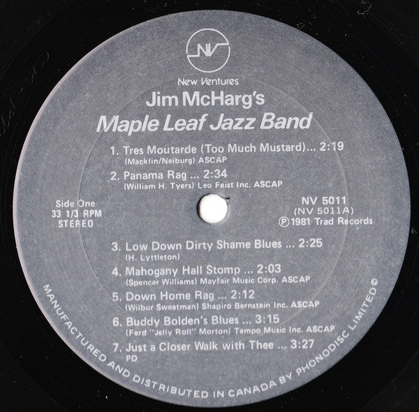 Jim McHarg's Maple Leaf Jazz Band – Traditional Jazz - 1981- Big Band jazz (Vinyl)