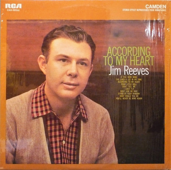 JIM REEVES – According to My Heart 1960s, Country/Crossover Vocal (vinyl)