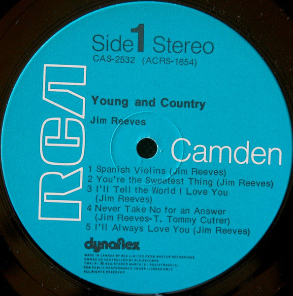 Jim Reeves – Young And Country - 1971-Folk, World, & Country Style: Country (Vinyl)