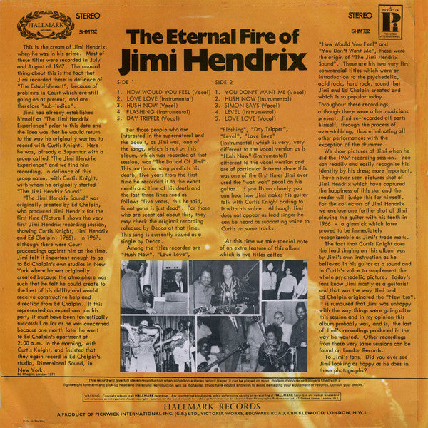 Jimi Hendrix With Curtis Knight – The Eternal Fire Of Jimi Hendrix - Rock Style: Blues Rock1971 (vinyl)