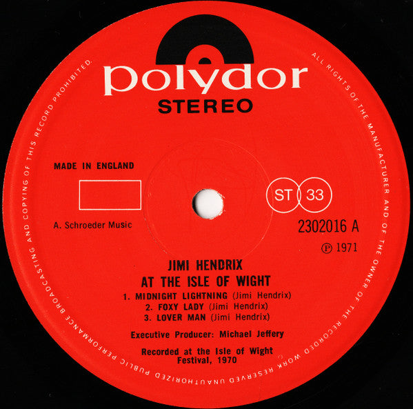 Jimi Hendrix – Isle Of Wight 1971 Genre: Rock Style: Psychedelic Rock ( UK Vinyl Import )