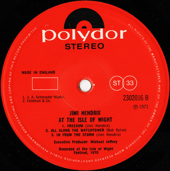 Jimi Hendrix – Isle Of Wight 1971 Genre: Rock Style: Psychedelic Rock ( UK Vinyl Import )