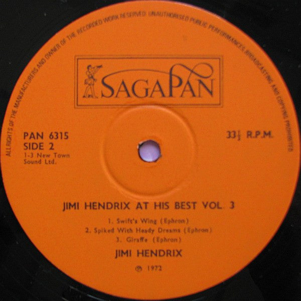 Jimi Hendrix – Jimi Hendrix At His Best (Volume 3) 1972-Rock Style: Psychedelic Rock, Experimental, Blues Rock (UK Import)