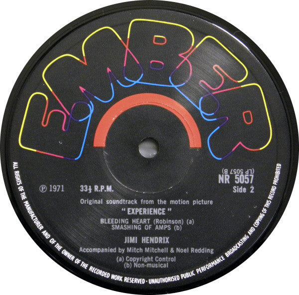 Jimi Hendrix – Original Sound Track 'Experience' 1971	Rock, Stage & Screen Style: Blues Rock, Soundtrack, Psychedelic Rock (Vinyl)
