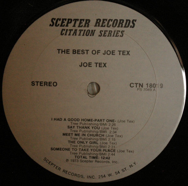 Joe Tex – The Best Of - 1973-Funk / Soul Style:Rhythm & Blues (Vinyl)  Near Mint