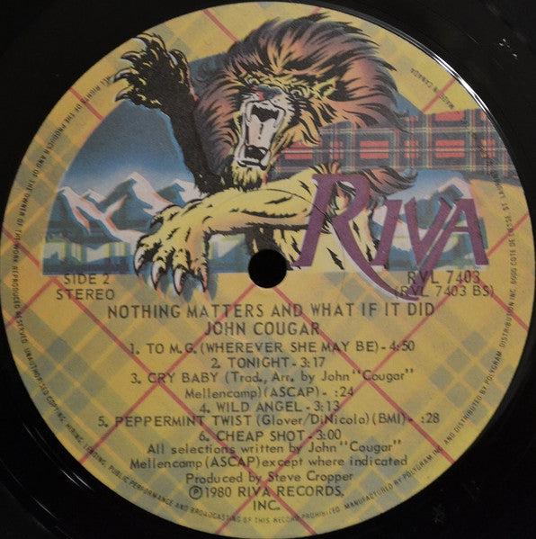 John Cougar - Nothin' Matters and What If It Did -1980-Acoustic, Rock & Roll (vinyl)