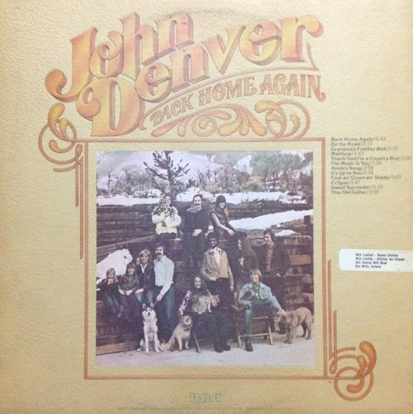 John Denver ‎– Back Home Again -1974- Folk Rock (vinyl) - corner wear on cover