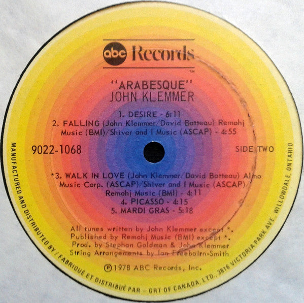 John Klemmer – Arabesque – Jazz / Fusion / Instrumental (vinyl)