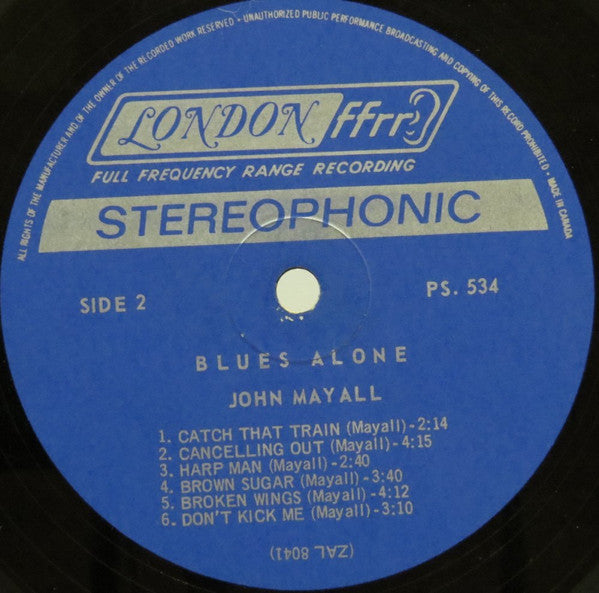 John Mayall The Blues Alone - 1967-	Electric Blues, Blues Rock, Chicago Blues, Piano Blues, Harmonica Blues (Clearnce Vinyl)