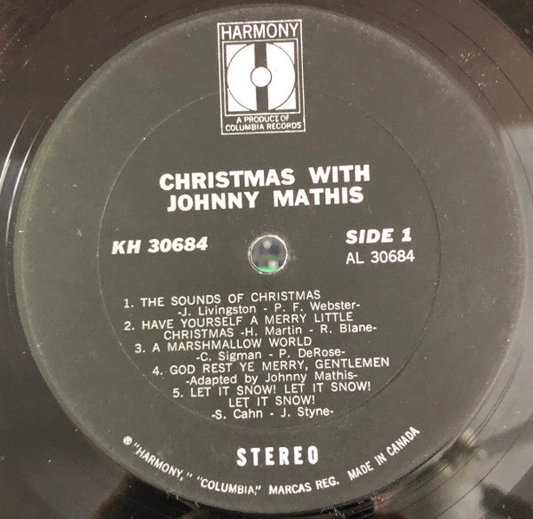 Johnny Mathis – Christmas With Johnny Mathis 1971 Genre: Pop Style: Vocal, Holiday (Vinyl)
