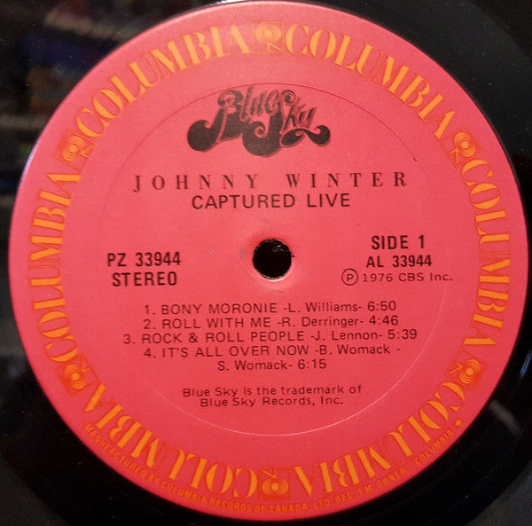 Johnny Winter – Captured Live! 1976-Blues Rock, Electric Blues ( VInyl)
