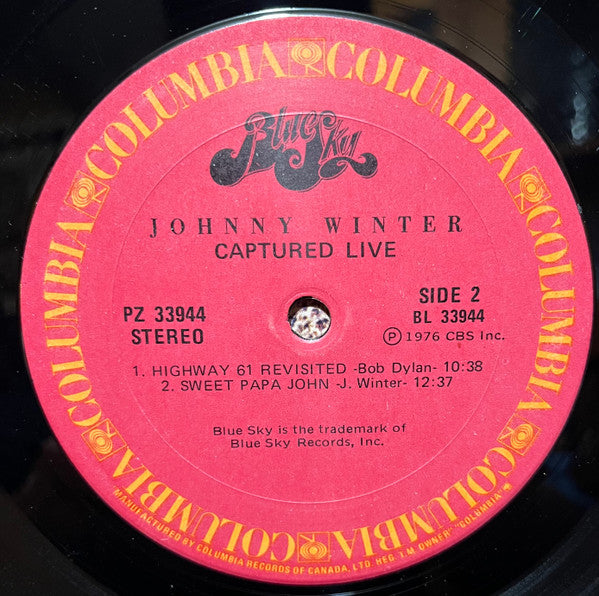 Johnny Winter – Captured Live! 1976-Blues Rock, Electric Blues ( VInyl)