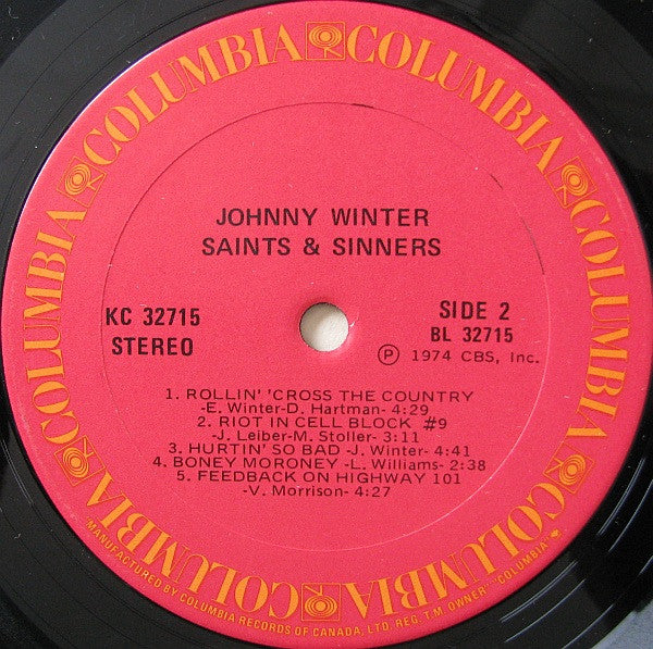 Johnny Winter ‎– Saints & Sinners - 1974 Blues Rock (vinyl)