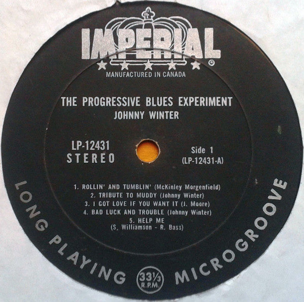 Johnny Winter ‎– The Progressive Blues Experiment -1969- Blues Rock, Psychedelic Rock ( rare vinyl)