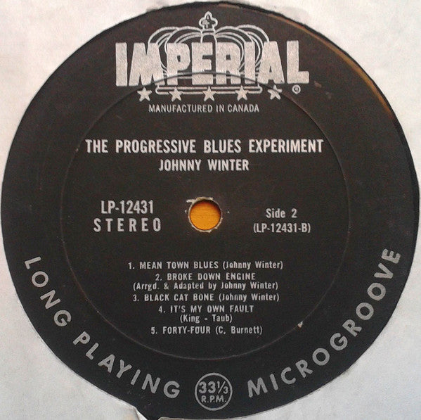 Johnny Winter ‎– The Progressive Blues Experiment -1969- Blues Rock, Psychedelic Rock ( rare vinyl)