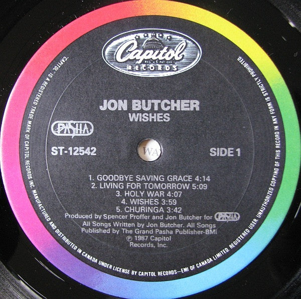 Jon Butcher – Wishes - 1087- (Vinyl) Mint Copy
