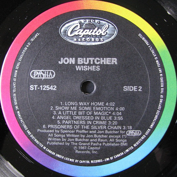 Jon Butcher – Wishes - 1087- (Vinyl) Mint Copy