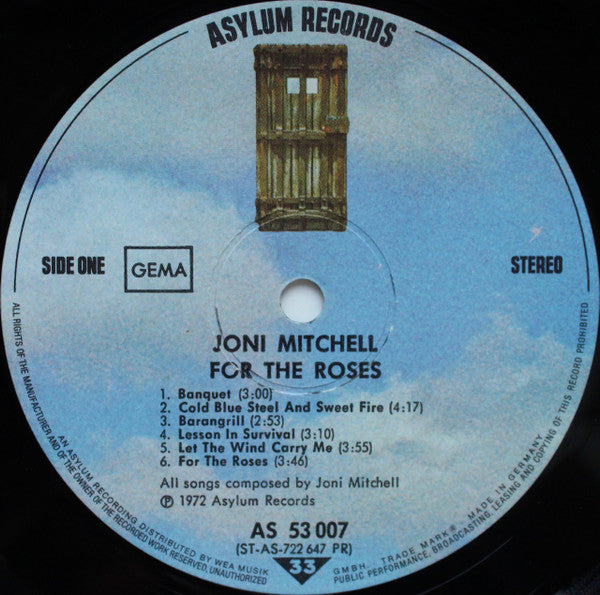 Joni Mitchell – For The Roses (1972, Germany Vinyl LP) — Asylum AS 53 007 Near Mint