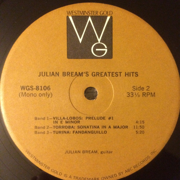 Julian Bream – Julian Bream’s Greatest Hits (Classical / Guitar, Vinyl LP) WGS-8106