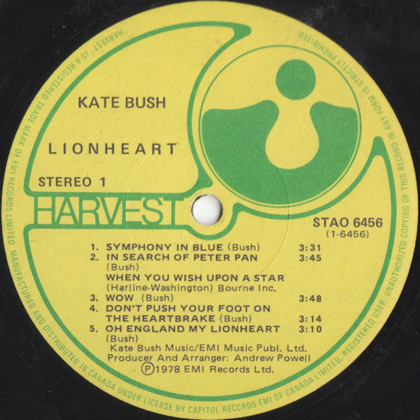 Kate Bush - Lionheart - Vinyl LP 1978 Art Rock (vinyl) Near Mint