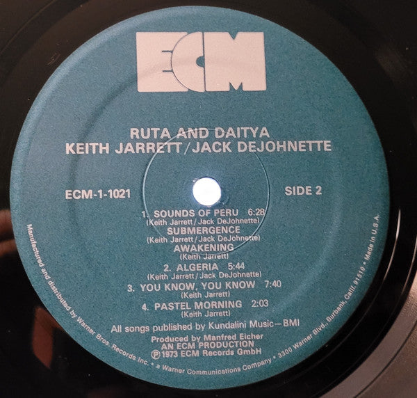 Keith Jarrett & Jack DeJohnette – Ruta and Daitya – 1973 – Jazz / Avant-Garde (U.S. pressing)