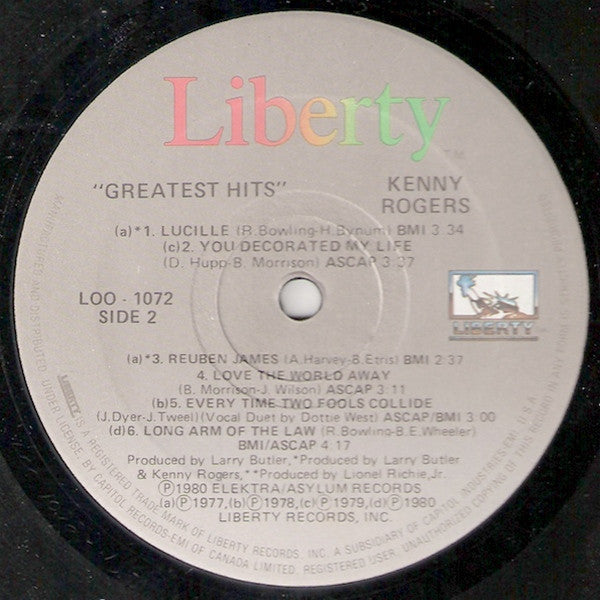 Kenny Rogers ‎– Greatest Hits- 1980 -  Country Rock, Ballad (clearance vinyl)  Bargain Bin