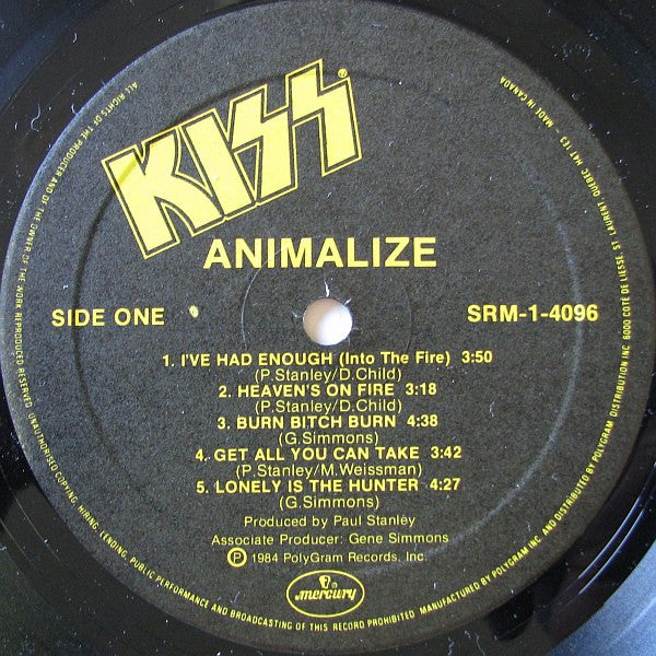 Kiss- Animalize -1984 Hard Rock Glam (vinyl)  Awesome Copy Near Mint !