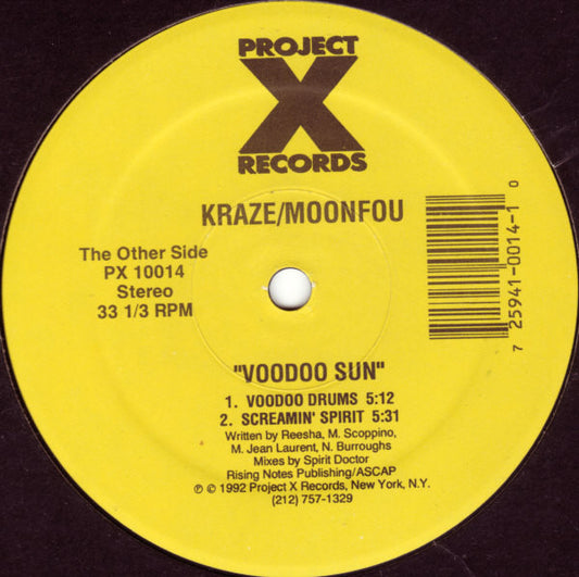 Kraze / Moonfou ‎– Voodoo Sun - 1992- House, Tribal House (Vinyl, 12", 33 ⅓ RPM )