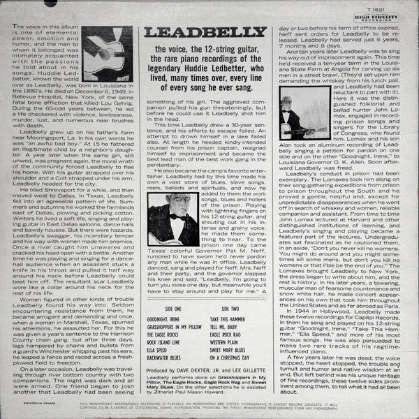 Leadbelly – Huddie Ledbetter’s Best (Blues / Folk / Traditional, Vinyl LP) T‑1821