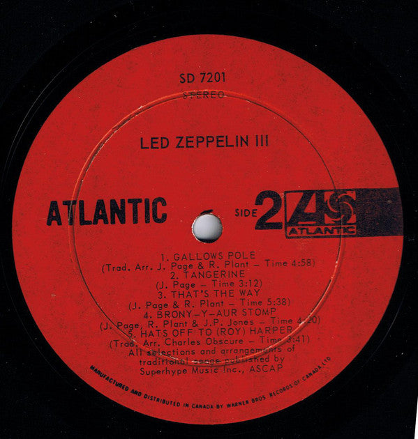 Led Zeppelin ‎– Led Zeppelin III - Classic Rock, Hard Rock 1970 (vinyl) tear on the cover / and light marks